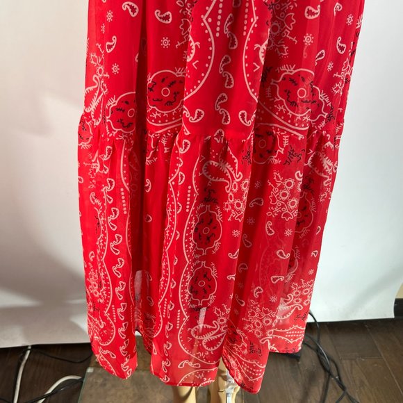 Made With Love Bandana Paisley Dress Womens Size M Red/White Lightweight Lined - Picture 9 of 13